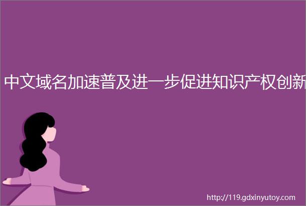 中文域名加速普及进一步促进知识产权创新